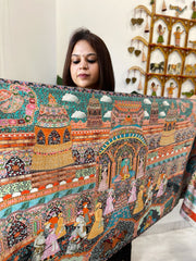 Woven Pashmina Kalamkari Stole with Embroidery
