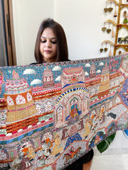 Woven Pashmina Kalamkari Stole with Embroidery