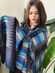 Black Woven Ikat Pashmina Shawl