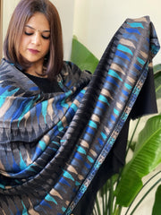 Black Woven Ikat Pashmina Shawl