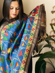 Handpainted Kalamkari Dupatta in Chanderi Silk