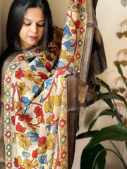 Handpainted Kalamkari Dupatta in Chanderi Silk