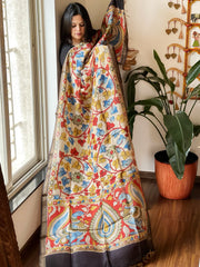 Handpainted Kalamkari Dupatta in Chanderi Silk