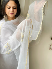 Applique handwork Dupatta in Kota Cotton