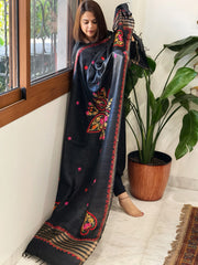 Kashmiri Aari Embroidered Dupatta in Geecha Silk