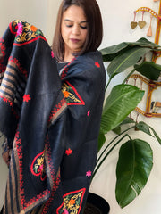 Kashmiri Aari Embroidered Dupatta in Geecha Silk