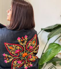 Kashmiri Aari Embroidered Dupatta in Geecha Silk