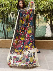 Handpainted Kalamkari Dupatta in Chanderi Silk
