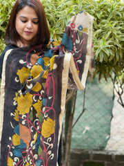 Handpainted Kalamkari Dupatta in Chanderi Silk