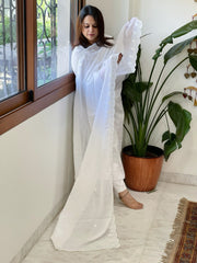 White Cotton Dupatta with Thread Jaal Embroidery