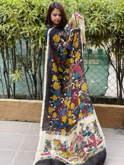 Handpainted Kalamkari Dupatta in Chanderi Silk