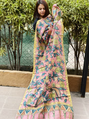 Handpainted Kalamkari Dupatta in Tussar Silk