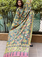 Handpainted Kalamkari Dupatta in Tussar Silk