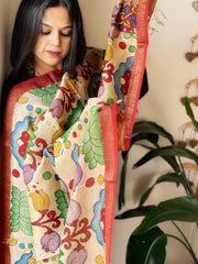 Handpainted Kalamkari Dupatta in Chanderi Silk