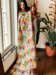 Handpainted Kalamkari Dupatta in Chanderi Silk