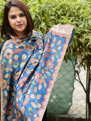 Handpainted Kalamkari Dupatta in Tussar Silk