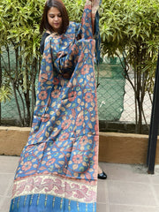 Handpainted Kalamkari Dupatta in Tussar Silk