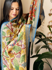 Handpainted Kalamkari Dupatta in Chanderi Silk