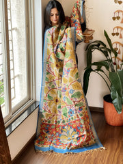 Handpainted Kalamkari Dupatta in Chanderi Silk