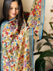 Handpainted Kalamkari Dupatta in Chanderi Silk