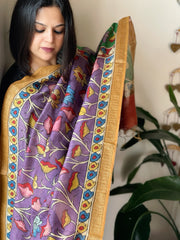 Handpainted Kalamkari Dupatta in Chanderi Silk