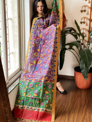 Handpainted Kalamkari Dupatta in Chanderi Silk