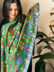 Handpainted Kalamkari Dupatta in Chanderi Silk