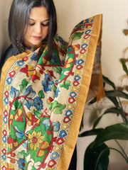 Handpainted Kalamkari Dupatta in Chanderi Silk