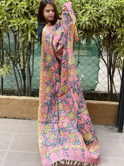 Handpainted Kalamkari Dupatta in Tussar Silk