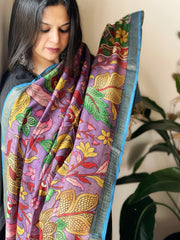 Handpainted Kalamkari Dupatta in Chanderi Silk