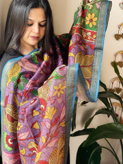 Handpainted Kalamkari Dupatta in Chanderi Silk