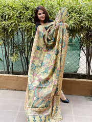 Handpainted Kalamkari Dupatta in Tussar Silk