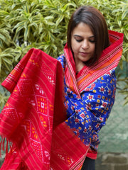 Blue Handwoven Ikat Patola Dupatta in Pure Silk