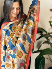 Handpainted Kalamkari Dupatta in Chanderi Silk