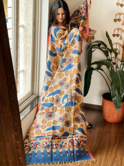 Handpainted Kalamkari Dupatta in Chanderi Silk