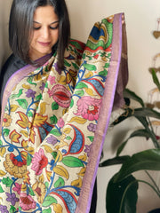 Handpainted Kalamkari Dupatta in Chanderi Silk