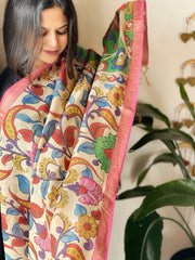 Handpainted Kalamkari Dupatta in Chanderi Silk