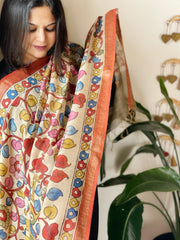 Handpainted Kalamkari Dupatta in Chanderi Silk