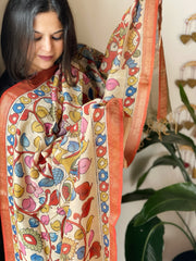 Handpainted Kalamkari Dupatta in Chanderi Silk