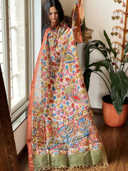 Handpainted Kalamkari Dupatta in Chanderi Silk