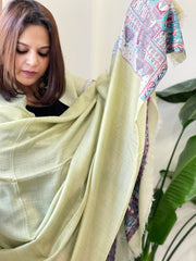 Pista Green Pashmina Shawl with Shehnai Baraat Kaani Pallu