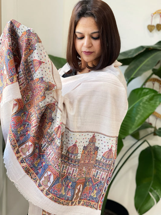 Lite Pink Pashmina Shawl with Shehnai Baraat Kaani Pallu