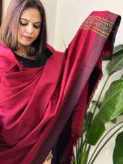 Reddish Maroon Woven Kullu Woollen Shawl