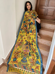 Handpainted Kalamkari Dupatta in Chanderi Silk