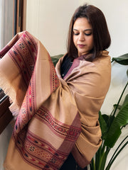 Pinkish Brown Woven Kullu Woollen Shawl