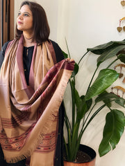 Pinkish Brown Woven Kullu Woollen Shawl