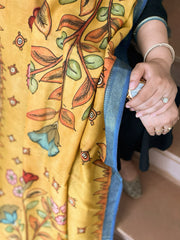 Handpainted Kalamkari Dupatta in Chanderi Silk