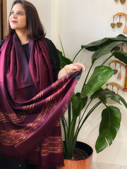 Deep Maroon Woven Kullu Woollen Shawl