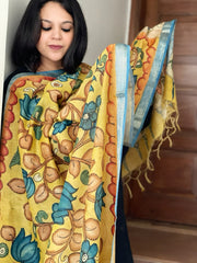 Handpainted Kalamkari Dupatta in Chanderi Silk