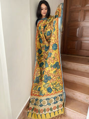 Handpainted Kalamkari Dupatta in Chanderi Silk